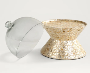 Support à gâteau en verre décoratif doré et plateau de service pour desserts, plat à gâteau, compatible lave-vaisselle, pour la présentation sur table de fête - Product Image 2