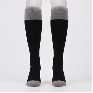 <b>Knee</b> <b>High</b> <b>Socks</b> Black With Gray Trim Breathable Knitted For Adults Daily Casual Wear - Product Image 1