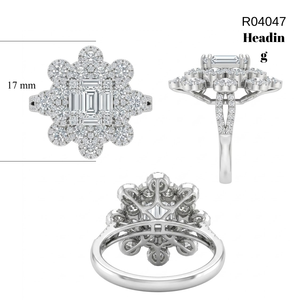Tailor Made 18k White Gold Real Diamond Round & Baguette Cluster Rings for Wedding Party & <b>Gift</b> - Product Image 6