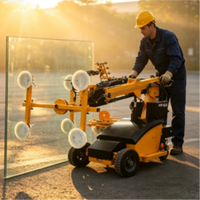 Robot autopropulsé à ventouse réglable pour la manutention du verre trempé