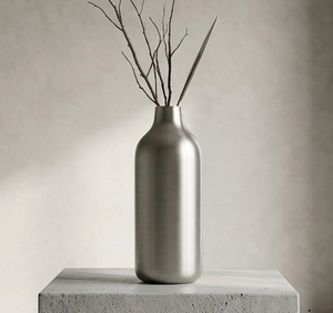 Jarrón Minimalista de Acero Inoxidable Plateado con Forma de Botella, Decoración de Mesa con Ramas Secas - Product Image 5