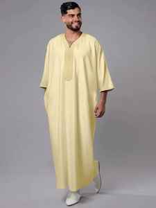 Túnica Cómoda con Cuentas y Manga Larga, Servicio OEM, Jubba Árabe con Bordado, Transpirable, Elástica en Cuatro Direcciones, para Invierno y Verano - Product Image 3