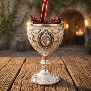 Vintage Embossed Metal <b>Goblet</b> With Crystal Inlay Round Stemmed Wine <b>Glass</b> For Wedding Occasion Handmade Stainless Steel - Product Image 4