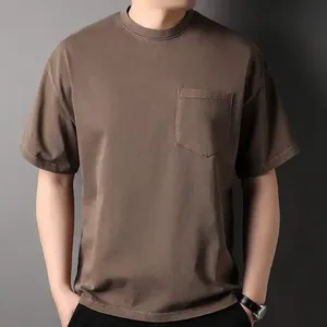 เสื้อยืดผู้ชายคุณภาพสูงสำหรับฤดูร้อน แขนสั้น สีดำฟอกหิน ผ้าฝ้าย สไตล์ฮิปฮอป สตรีทแวร์ - Product Image 4