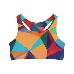 Hermoso conjunto de entrenamiento deportivo personalizado de talla grande con logo frontal de elastano y alta sujeción para práctica de cheerleading - Product Image 1