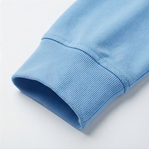 เสื้อโปโลแขนยาวสีฟ้าอ่อนสำหรับผู้ชาย ผ้าฝ้ายถัก 100% ระบายอากาศได้ดี ดีไซน์เรียบง่าย สวมใส่สบาย ทรงปกติ - Product Image 6