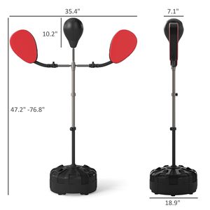 Sac de frappe noir réglable en hauteur avec 2 bras de cible, machine d'entraînement de boxe avec support pour l'exercice - Product Image 2