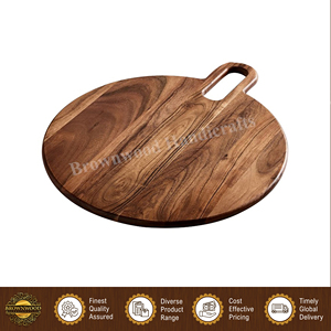 Elegant Design Good Quality Wholesale Natural Wood Finished Color Hotel <b>Kitchen</b> Use Acacia Wood Chopping Board with Handle - Product Image 4