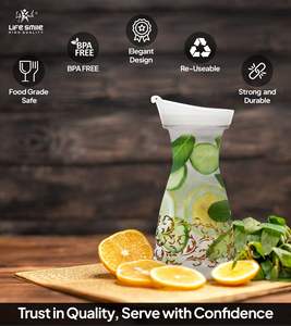 Bouteille en acrylique transparente de qualité supérieure avec bouchon anti-fuite, motif doré de luxe pour l'eau et les jus - Product Image 5