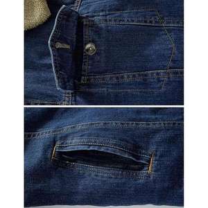 Veste en jean pour homme, doublée en sherpa, chaude et épaisse, style camionneur, coupe ajustée, col en fourrure, vêtement d'extérieur décontracté - Product Image 5