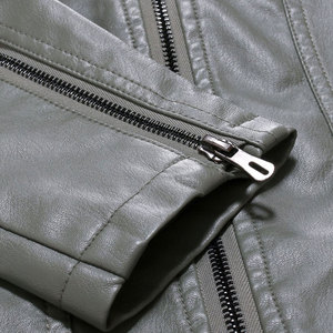 Wholesale Price High Quality Eco-Friendly Breathable Men's <b>Winter</b> <b>Leather</b> <b>Jacket</b> with Stand Collar and Front Logo Customizable - Product Image 3