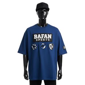 T-shirt homme surdimensionné en jersey de polyester, uni, avec logo brodé personnalisé, 100% coton, coupe ample, imprimé. - Product Image 1