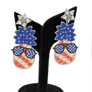 Lightweight Pineapple Shapes <b>Earrings</b> with Sunglasses Patriotic <b>Red</b> White Blue Statement Dangle <b>Earrings</b> Women Summer Wear Party - Product Image 1