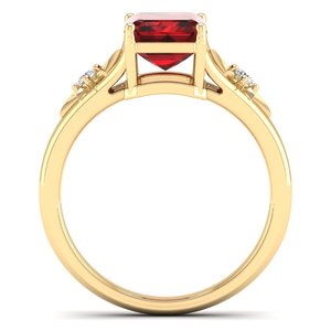 Anillo de compromiso REYES de diseño clásico con granate de corte radiante de 2.5 quilates en plata de ley 925 y moissanita certificada GRA - Product Image 4