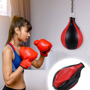 Red Black <b>Boxing</b> Speed Ball Faux Leather Lace-up Closure Durable Sponge Filled for Adult Punching Training - Product Image 2