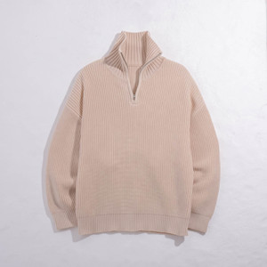 Cardigan en laine unie pour homme, col roulé 1/4 zip, manches classiques, anti-boulochage, tricot épais, idéal pour l'hiver - Product Image 1
