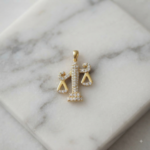 เครื่องประดับดีไซน์ทันสมัยไม่ซ้ำใคร ทองคำแท้ 14K ประดับด้วยหินธรรมชาติ รูปทรงสันติภาพ สร้อยคอแบบมินิมอล จี้ห้อยคอสไตล์ฮิปฮอป - Product Image 1