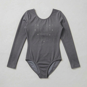 Nuevo Diseño de Alta Calidad, Leotardos de Gimnasia para Niñas, Personalizados, de Spandex, Manga Larga, con Pedrería, para Entrenamiento y Actuaciones, OEM - Product Image 4