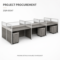Poste de travail de bureau pour 6 personnes avec écrans de séparation et armoires mobiles 3680 mm Gris Grain de bois Mobilier de bureau