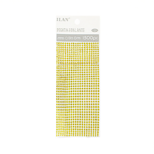 Adesivi con Strass Lucidi Ilan 3mm 1500pz Cartoncino Grande Giallo - Product Image 1