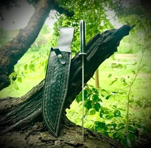 Couteau personnalisé fait main à pointe droite en acier inoxydable de 15 pouces avec manche en bois Micarta et renfort en acier - Product Image 4