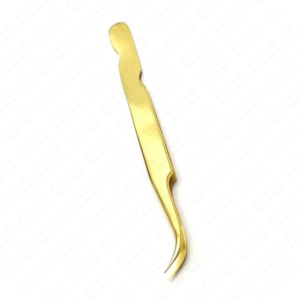 Gold Stainless Steel Eyelash Tweezers Custom Private Label Pointed Tip Volume Lash Extension Professional <b>Tool</b> - Product Image 2