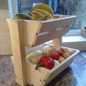 Panier à fruits et légumes en bois au design fantastique, à deux niveaux, qualité supérieure, best-seller, panier de rangement - Product Image 1