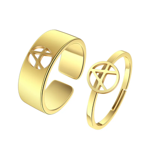 Anillos Minimalistas con Letras para Parejas, Acero Inoxidable, Chapado en Oro, Iniciales del Alfabeto, Joyería Elegante a la Moda, Anillos a Juego - Product Image 3