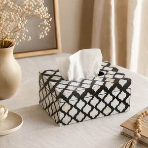 Juego de Caja para Pañuelos y Joyero de Madera Artesanal Ecológica con Incrustaciones de Hueso Pulido, Agrega un Toque Elegante a la Decoración del Hogar - Product Image 1