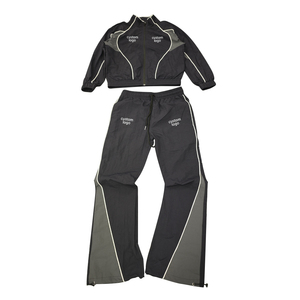 Ensemble de survêtement décontracté pour homme de haute qualité, coupe-vent avec veste zippée à design de coutures et pantalon de jogging à jambes larges - Product Image 5