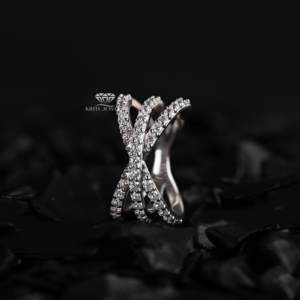 Criss <b>Cross</b> Lab Grown Diamond Brilliant Cut Wedding <b>Ring</b> 14K Gold Pave Bridal Minimalist Anniversary Band Wholesale Supplier EGL - Product Image 4