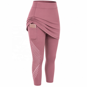 Women's High Waist Asymmetric Yoga <b>Leggings</b> with Side <b>Pockets</b> Calf Length Quick Dry Seamless Stretch Activewear Pants - Product Image 3
