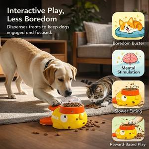Moderno Dispensador de Golosinas para Perros con Forma de Pato Amarillo, Juguete Interactivo con Sistema de Presión para Alimentar, Comedero de Rompecabezas de Material PP con Diseño de Dibujos Animados para Alimentos Liofilizados - Product Image 4