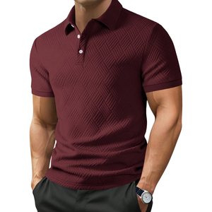 Camiseta de Punto Texturizado para Hombre, Transpirable, Manga Corta, Logotipo en el Cuello, Diseño Sólido, Informal, para Golf, Verano - Product Image 1