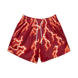 Pantalones Cortos Deportivos de Malla con Estampado Lightning, Transpirables y Ligeros, con Cordón Ajustable, Ropa Deportiva Personalizada OEM/ODM para Fitness - Product Image 4