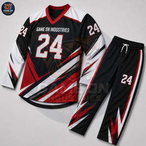 Private Lable Lightweight Durable OEM ODM Breathable Quick Dry Team Wear Long Sleeve Custom Sublimated Ice Hockey Uniform Sets - Product Image 3