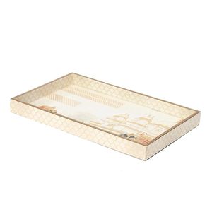 Plateau de service rectangulaire en émail et bois, décoratif, pour collations et desserts, thème Noël, luxe moderne, résistant à la chaleur, léger - Product Image 5