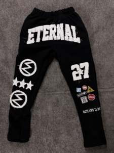 Ensemble de survêtement noir à capuche Eternal Archives, manches longues, coton, imprimé lettres, streetwear d'automne, unisexe adulte - Product Image 5