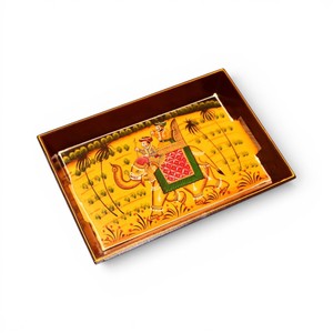 Handcrafted Wooden <b>Elephant</b> Printed Serving Tray <b>Decorative</b> Multipurpose Snack Tray Traditional Printed Wooden Tray - Product Image 3