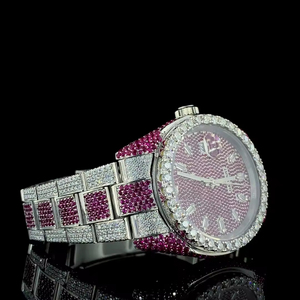Montre en diamant VVS cultivé en laboratoire, acier inoxydable 20 mm, cristal saphir 41 mm, résistance à l'eau 3 BAR, entièrement sertie de diamants, luxe, quartz ETA analogique - Product Image 2