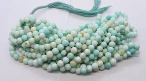 ลูกปัดโอปอลเปรูธรรมชาติทรงกลมเรียบ ขนาด 8-8.5 มม. สีฟ้า โอปอลเปรูทรงกลม ลูกปัดโอปอลสีฟ้าไล่เฉดสีฟ้าสำหรับทำเครื่องประดับ - Product Image 5