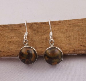 Natural Jasper <b>Solid</b> 925 Sterling <b>Silver</b> Handmade Vintage Luxury Drop <b>Earrings</b> for Wedding Anniversary Gift Party - Product Image 2