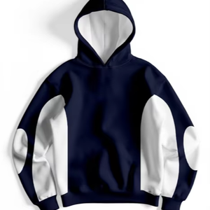 Sweat à capuche unisexe surdimensionné bleu marine et blanc, personnalisé avec logo, épais, respirant, imperméable, style streetwear, avec poche - Product Image 1