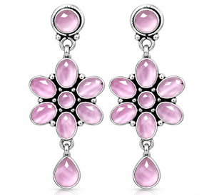Pendientes Colgantes de Flor Multicolor de Latón Oxidado Plateado para Mujer al por Mayor con Engaste Monalisa |   Joyería Bohemia para Bodas ARTS - Product Image 1