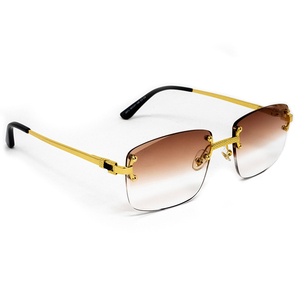 LMA 072 Hot Selling Europe Ins Men High Quality Gold Metal UV400 Gradient Brown Lens Women Custom Shades Rimless <b>Sunglasses</b> 2024 - Product Image 2