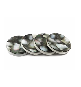 Royal Design MOP <b>Coaster</b> With Holder Modern Round Mother Of Pearl <b>Coaster</b> <b>Set</b> At Low Price - Product Image 2