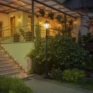 Vintage Solar Powered Outdoor Lamp <b>Post</b> <b>Light</b> 92.5\" Weather Resistant Clear Glass Black ABS Body 4W Warm White 3000K for Garden - Product Image 2