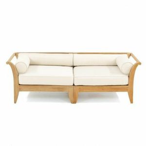 Orvessa Twin Frame Teak <b>Sofa</b> with Flowing Arm Curve Design Deep Cushion Comfort Refined Indoor Outdoor Lounge Piece - Product Image 1