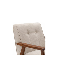 Sillón Moderno de Mediados de Siglo con Tapicería de Lino Acolchado y Patas de Madera para Muebles de Sala de Estar, Ecológico, Fácil de Reclinar - Product Image 6