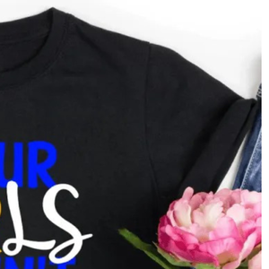 YOUR GIRLS IN RHOYAL เสื้อยืดพิมพ์ลายกราฟิกสำหรับผู้หญิง สีดำ แขนสั้น คอกลม แฟชั่นลำลอง สตรีทแวร์ แบบกำหนดเองได้ - Product Image 4